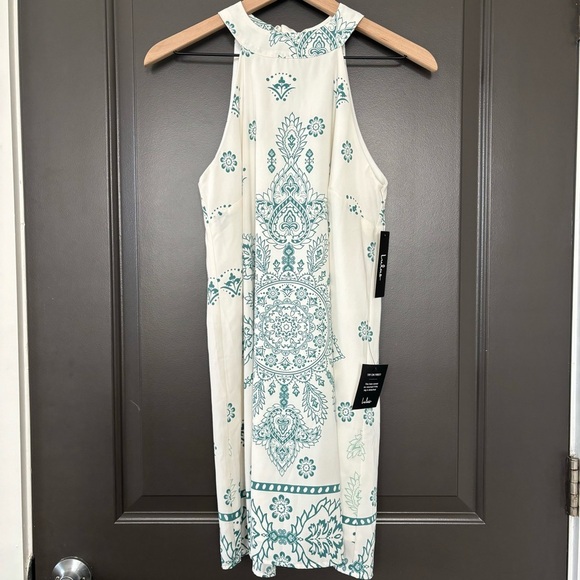 NWT Lulu's I Can Sea It Now Cream and Teal Mandala Floral Print Dress Size S - Picture 5 of 12